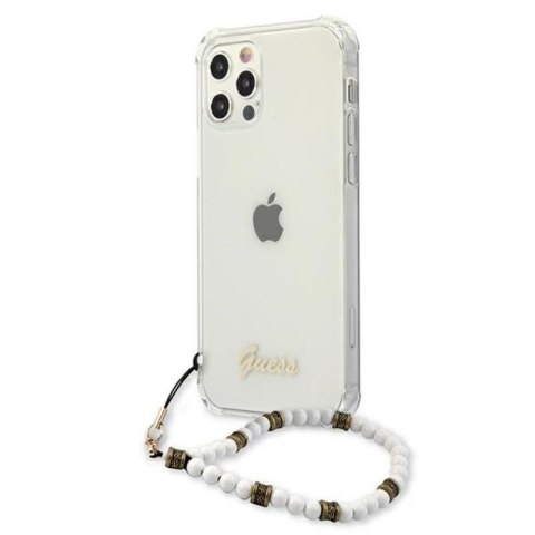 Guess White Pearl Strap - Etui iPhone 12 / iPhone 12 Pro (przezroczysty) Guess White Pearl Strap - Etui iPhone 12 / iPhone 12 Pro (przezroczysty)
