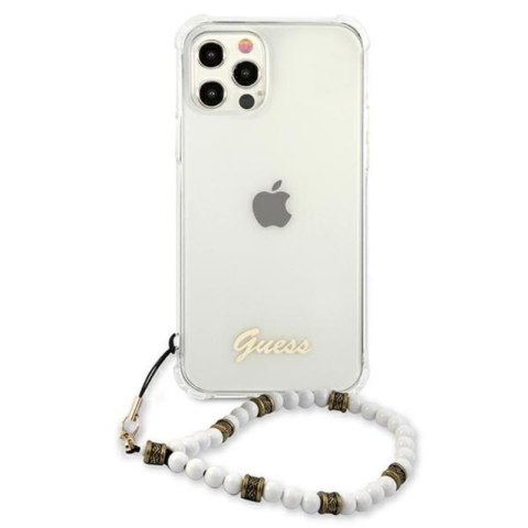 Guess White Pearl Strap - Etui iPhone 12 / iPhone 12 Pro (przezroczysty) Guess White Pearl Strap - Etui iPhone 12 / iPhone 12 Pro (przezroczysty)