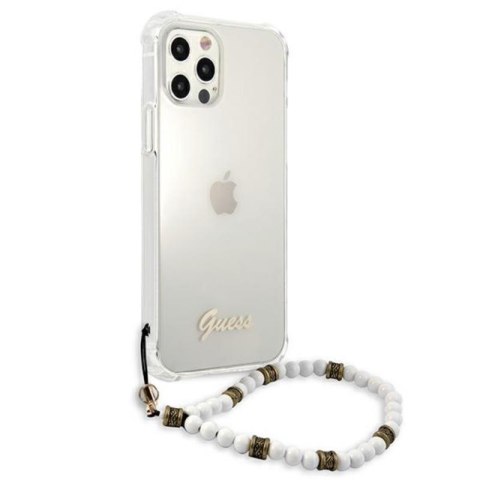 Guess White Pearl Strap - Etui iPhone 12 / iPhone 12 Pro (przezroczysty) Guess White Pearl Strap - Etui iPhone 12 / iPhone 12 Pro (przezroczysty)