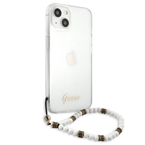 Guess White Pearl Strap - Etui iPhone 15 / 14 / 13 (przezroczysty) Guess White Pearl Strap - Etui iPhone 15 / 14 / 13 (przezroczysty)