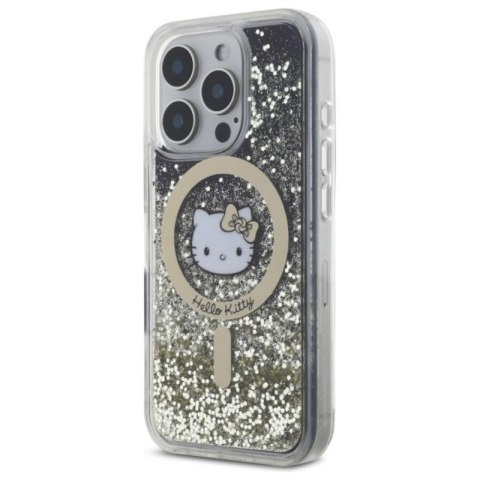 Hello Kitty Liquid Glitter Fever MagSafe - Etui iPhone 16 Pro Max (czarny / złoty) Hello Kitty Liquid Glitter Fever MagSafe - Etui iPhone 16 Pro Max (czarny / złoty)