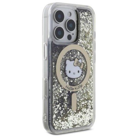 Hello Kitty Liquid Glitter Fever MagSafe - Etui iPhone 16 Pro Max (czarny / złoty) Hello Kitty Liquid Glitter Fever MagSafe - Etui iPhone 16 Pro Max (czarny / złoty)