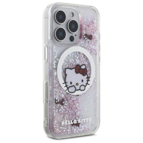 Hello Kitty Liquid Glitter Sweet Kitty Bows MagSafe - Etui iPhone 16 Pro Max (biały) Hello Kitty Liquid Glitter Sweet Kitty Bows MagSafe - Etui iPhone 16 Pro Max (biały)