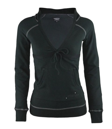 BLUZA DAMSKA ZE ŚCIĄGACZAMI KAPTUR (Czarny) S (36)