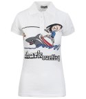 BLUZKA długi T-shirt POLO kolekcja ZUZIA (Biały \ Kołnierzyk) XL (42)