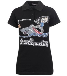 BLUZKA długi T-shirt POLO kolekcja ZUZIA (Czarny \ Kołnierzyk) XL (42)