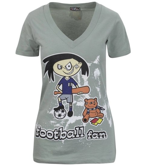 Bluzka długi T-shirt dekolt serek Zuzia (Szary) XL (42)