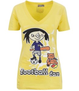 Bluzka długi T-shirt dekolt serek Zuzia (Żółty) XL (42)