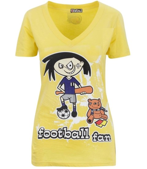 Bluzka długi T-shirt dekolt serek Zuzia (Żółty) XL (42)