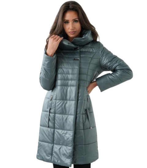 Długi elegancki pikowany płaszcz damski ocieplany AMELIA (Zielony) 38 Długi elegancki pikowany płaszcz damski ocieplany AMELIA (Zielony) 38