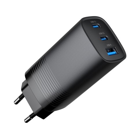 GEMBIRD SZYBKA ŁADOWARKA USB POWER DELIVERY USB TYPU C, 3X USB, 65 W, GAN CZARNA GEMBIRD SZYBKA ŁADOWARKA USB POWER DELIVERY USB TYPU C, 3X USB, 65 W, GAN CZARNA