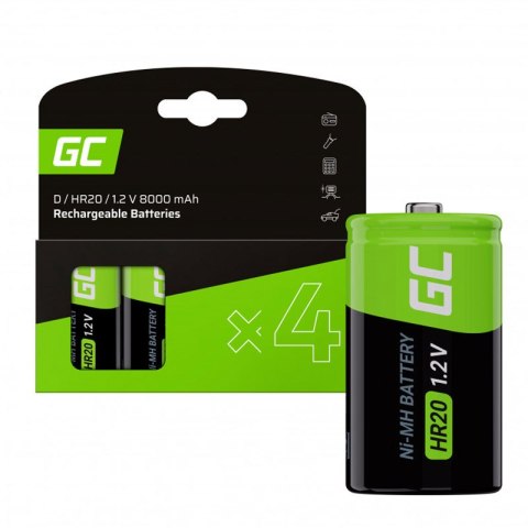 Green Cell - Baterie Akumulatorki 4x D R20 HR20 Ni-MH 1.2V 8000 mAh Green Cell - Baterie Akumulatorki 4x D R20 HR20 Ni-MH 1.2V 8000 mAh