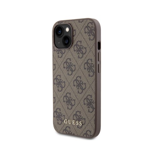 Guess 4G Metal Gold Logo - Etui iPhone 15 (brązowy) Guess 4G Metal Gold Logo - Etui iPhone 15 (brązowy)