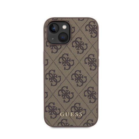 Guess 4G Metal Gold Logo - Etui iPhone 15 (brązowy) Guess 4G Metal Gold Logo - Etui iPhone 15 (brązowy)