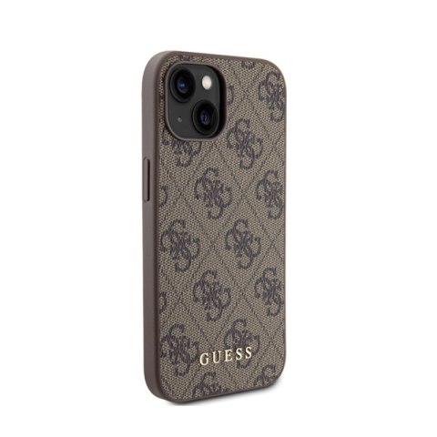 Guess 4G Metal Gold Logo - Etui iPhone 15 (brązowy) Guess 4G Metal Gold Logo - Etui iPhone 15 (brązowy)