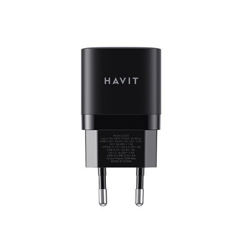 Ładowarka Havit USB-A+USB-C UC30 EU (czarny) Ładowarka Havit USB-A+USB-C UC30 EU (czarny)