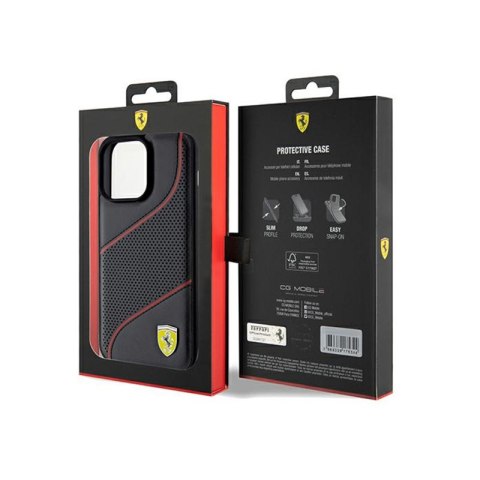 Ferrari Perforated Waves Metal Logo - Etui iPhone 15 Pro Max (czarny) Ferrari Perforated Waves Metal Logo - Etui iPhone 15 Pro Max (czarny)