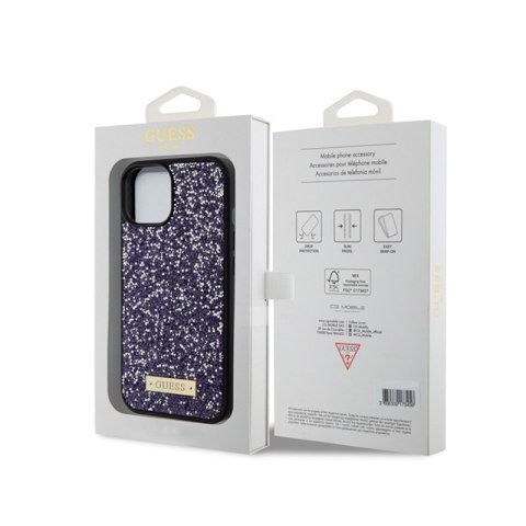 Guess Rhinestone Metal Logo - Etui iPhone 15 (różowy) Guess Rhinestone Metal Logo - Etui iPhone 15 (różowy)