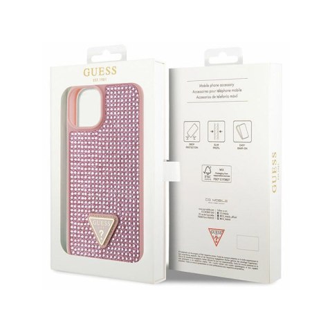 Guess Rhinestone Triangle - Etui iPhone 14 Plus (różowy) Guess Rhinestone Triangle - Etui iPhone 14 Plus (różowy)