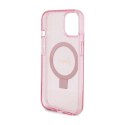Guess Ring Stand Script Glitter MagSafe - Etui iPhone 15 (różowy)