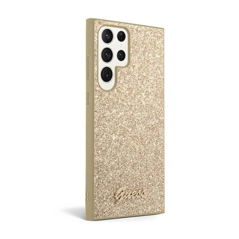 Guess Glitter Flakes Metal Logo Case - Etui Samsung Galaxy S24 Ultra (złoty) Guess Glitter Flakes Metal Logo Case - Etui Samsung Galaxy S24 Ultra (złoty)