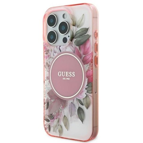 Guess IML Flower & Tonal Circle MagSafe - Etui iPhone 16 Pro Max (różowy) Guess IML Flower & Tonal Circle MagSafe - Etui iPhone 16 Pro Max (różowy)