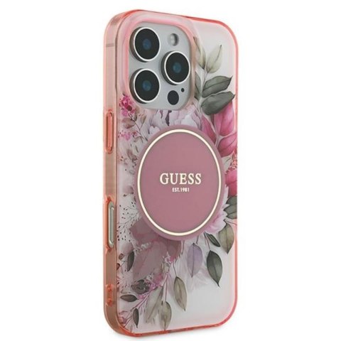 Guess IML Flower & Tonal Circle MagSafe - Etui iPhone 16 Pro Max (różowy) Guess IML Flower & Tonal Circle MagSafe - Etui iPhone 16 Pro Max (różowy)