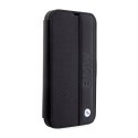 BMW Booktype Leather Textured & Stripe - Etui iPhone 14 Pro (czarny)