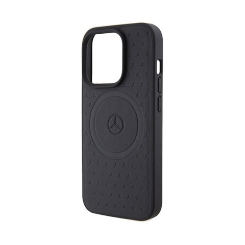 Mercedes Star Pattern Leather MagSafe - Etui iPhone 15 Pro (czarny) Mercedes Star Pattern Leather MagSafe - Etui iPhone 15 Pro (czarny)