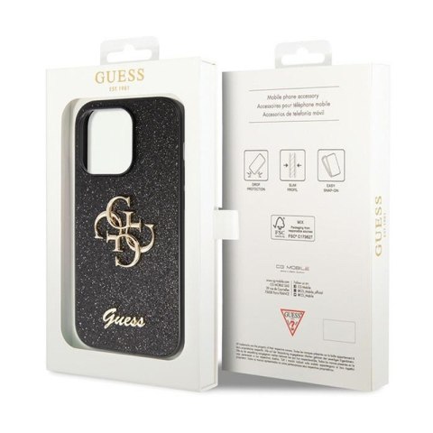 Guess Glitter Script Big 4G - Etui iPhone 14 Pro (czarny) Guess Glitter Script Big 4G - Etui iPhone 14 Pro (czarny)