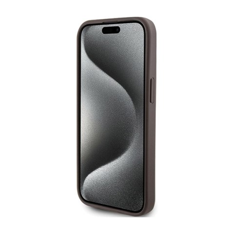 Guess 4G Bottom Stripe Metal Logo Collection - Etui iPhone 15 (brązowy) Guess 4G Bottom Stripe Metal Logo Collection - Etui iPhone 15 (brązowy)