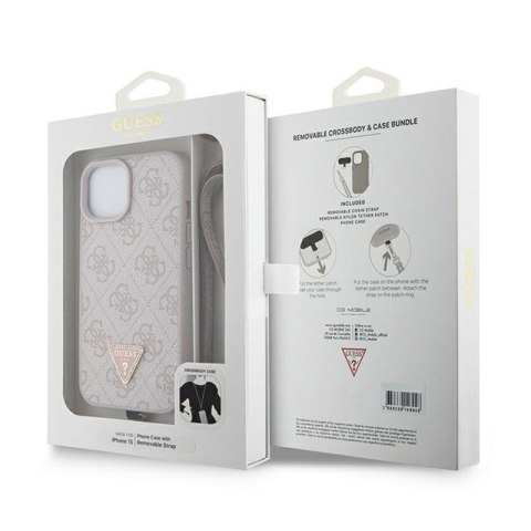 Guess Crossbody 4G Metal Logo - Etui iPhone 15 Plus (różowy) Guess Crossbody 4G Metal Logo - Etui iPhone 15 Plus (różowy)
