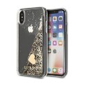 Guess Liquid Glitter Charms - Etui iPhone Xs / X (złoty)