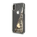 Guess Liquid Glitter Charms - Etui iPhone Xs / X (złoty)
