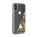 Guess Liquid Glitter Charms - Etui iPhone Xs / X (złoty)