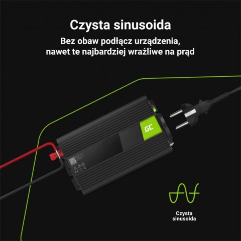 Green Cell - Przetwornica napięcia Inwerter 24V na 230V 300W/600W Czysta sinusoida Green Cell - Przetwornica napięcia Inwerter 24V na 230V 300W/600W Czysta sinusoida
