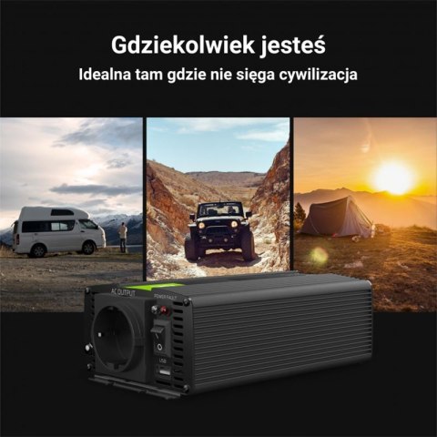 Green Cell - Przetwornica napięcia Inwerter 24V na 230V 300W/600W Czysta sinusoida Green Cell - Przetwornica napięcia Inwerter 24V na 230V 300W/600W Czysta sinusoida