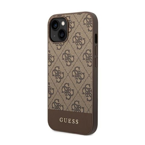 Guess 4G Bottom Stripe Metal Logo Collection - Etui iPhone 14 Plus (brązowy) Guess 4G Bottom Stripe Metal Logo Collection - Etui iPhone 14 Plus (brązowy)