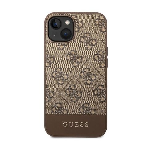 Guess 4G Bottom Stripe Metal Logo Collection - Etui iPhone 14 Plus (brązowy) Guess 4G Bottom Stripe Metal Logo Collection - Etui iPhone 14 Plus (brązowy)