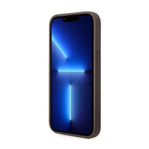 Guess 4G Bottom Stripe Metal Logo Collection - Etui iPhone 14 Plus (brązowy) Guess 4G Bottom Stripe Metal Logo Collection - Etui iPhone 14 Plus (brązowy)