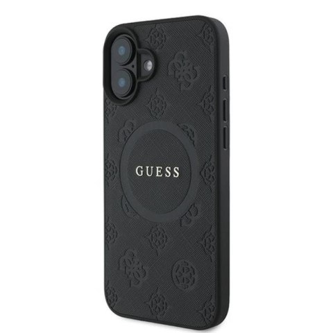 Guess Saffiano Peony Classic Logo MagSafe - Etui iPhone 16 Plus (czarny) Guess Saffiano Peony Classic Logo MagSafe - Etui iPhone 16 Plus (czarny)