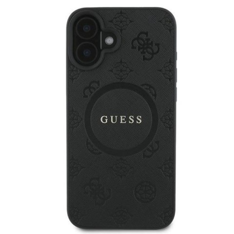Guess Saffiano Peony Classic Logo MagSafe - Etui iPhone 16 Plus (czarny) Guess Saffiano Peony Classic Logo MagSafe - Etui iPhone 16 Plus (czarny)