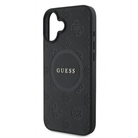 Guess Saffiano Peony Classic Logo MagSafe - Etui iPhone 16 Plus (czarny) Guess Saffiano Peony Classic Logo MagSafe - Etui iPhone 16 Plus (czarny)