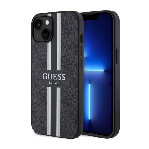 Guess 4G Printed Stripes MagSafe - Etui iPhone 14 (Czarny) Guess 4G Printed Stripes MagSafe - Etui iPhone 14 (Czarny)