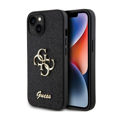 Guess Glitter Script Big 4G - Etui iPhone 15 Plus (czarny) Guess Glitter Script Big 4G - Etui iPhone 15 Plus (czarny)