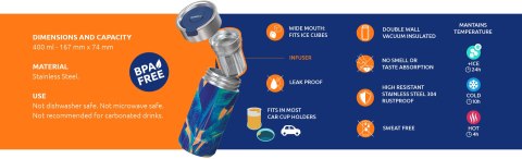 Quokka Boost Coffee Tumbler - Kubek termiczny ze stali nierdzewnej z zaparzaczem 400 ml (Blue Jungle) Quokka Boost Coffee Tumbler - Kubek termiczny ze stali nierdzewnej z zaparzaczem 400 ml (Blue Jungle)