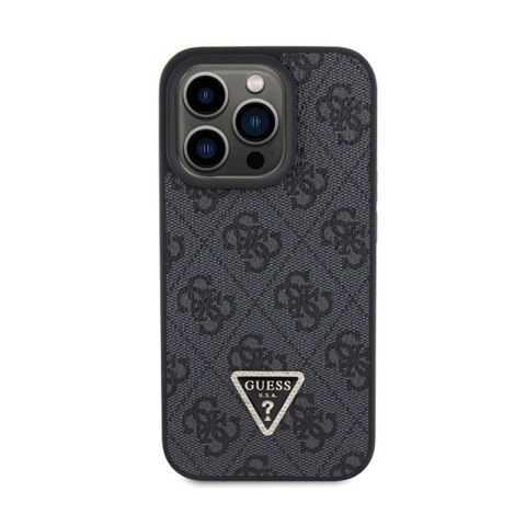 Guess Leather 4G Triangle Strass - Etui iPhone 15 Pro Max (czarny) Guess Leather 4G Triangle Strass - Etui iPhone 15 Pro Max (czarny)