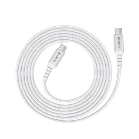 Crong Armor Link - Kabel 60W PD 3A USB-C do USB-C 25cm (biały) Crong Armor Link - Kabel 60W PD 3A USB-C do USB-C 25cm (biały)