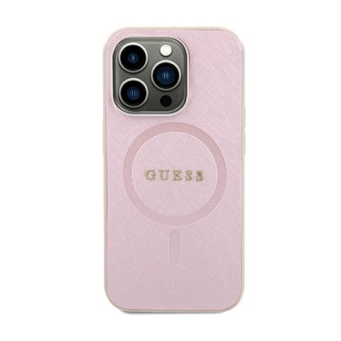 Guess Saffiano MagSafe - Etui iPhone 15 (różowy) Guess Saffiano MagSafe - Etui iPhone 15 (różowy)