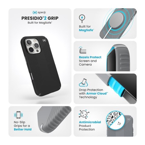 Speck Presidio2 Grip - Etui iPhone 16 Pro (Black / Slate Grey / White) Speck Presidio2 Grip - Etui iPhone 16 Pro (Black / Slate Grey / White)